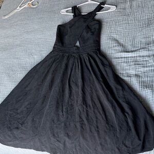 Steven Alan Black Cross-Front Fit-and-Flare Dress